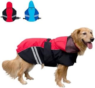 Cosibell Dog Raincoat for Medium Large Extra Large Dogs, Waterproof Rain Jacket with Reflective Strap, Lightweight Hoodies Full-Body Coverage Dry Clothes (2XL, Red)