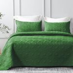Whale Flotilla King Size Quilt Bedding Set, Soft Green Quilt King Size with 2 Pillow Shams, Lightweight Bedspread Coverlet Wave Pattern, Quilted Comforter Bed Cover for All Seasons