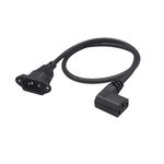 JSADZKJ 90 Degree IEC320 C13to C14 Panel Mount Power Cable Left Angle C13 Female to C14 Male Power Supply Extension Cord C14 to C13 Power Plug Converter Adapter for Monitors Computers 0.6m