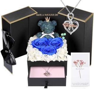 ADDWel Great Gifts for Grandma, Preserved Real Roses with I Love You 100 Languags Grandma Necklace, Cute Bear and Meaningful Eternal Roses for Grandmother Nana Birthday