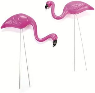 Fun Express Mini Pink Flamingo Lawn Ornaments (2 Pieces, 8" with 12" Stakes) Lawn Decor, Unique and Quirky Home Decor & Gifts, Party Decorations