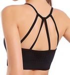 SEKERMAET Strappy Yoga Bra Padded,Gym Bra Athletic Top Sports Bra Activewear Low Impact Workout Black Grey Red Pink…