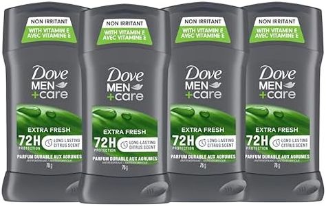 Dove Men+Care Mens Deodorant Antiperspirant Stick for 72h sweat & odour protection Extra Fresh with Triple Action moisturizer to help prevent skin irritation caused by dryness 76g, Pack of 4