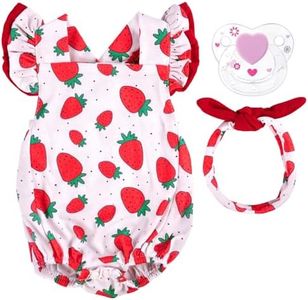 BABESIDE 3Pcs Reborn Baby Doll Clothes for 17-22 Inch Dolls,Strawberry Outfit Set with Magnetic Pacifier, Cute Baby Doll Accessories for Newborn Reborn Girl Dolls