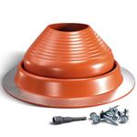 VIVIDA #6 Metal Roof Pipe Flashing Boot, Silicone Pipe Flashing Vent Boot, High Temp Flexible Roof Jack Pipe Boot for Pipe OD 5" to 9", Roofing Screws & Hex Socket Included, Red, 1 Pack