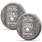 Viking Revolution Beard Balm - All Natural Grooming Treatment with Argan Oil & Mango Butter - Strengthens & Softens Beards & Mustaches - Leave in Conditioner Wax for Men (Citrus Scent, Pack of 2)