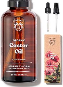 Bionoble Castor Oil Organic Cold Pressed 50ml + Pipette & Pump - Glass Bottle - 100% Pure Hexane Free Organic Castor Oil Cold Pressed - Castor Oil for Hair Growth, Eyelash serum, Beard Oil, Hair Oil