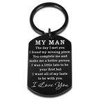 Anniversa GIF for Him Men Husband to My Man Keychain I Love You GIF for Hubby Boyfriend Birthday Valentines Day Christmas Fiance Groom Wedding Couple GIF from Girlfriend Wife Key Chain