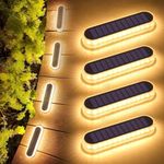 Lacasa Solar Deck Lights, 4 Pack 40LM Solar Powered Step Lights, LED Dock Lights Warm White 2700K Outdoor In-Ground Lights IP68 Waterproof Auto ON/Off for Garden Stairs Driveway Pathway Lighting