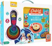 Chefclub Kids - “The Great Journey of the World” Cookbook Set with Measuring Cups, Atlases and Stickers, Cooking Art for Kids, German Version