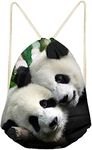 Coloranimal Sport Drawstring Bag Kawaii Panda Printing Backpack Cinch Sack Gym Daypack Softpacks for Travel Yoga Fitness Storage Pouch PE Bags