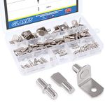 Glarks 110-Pieces Nickel Plated Shelf Bracket Pegs Cabinet Furniture Shelf Pins Support 3 Styles - Silver