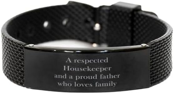 CUCOLUS Housekeeper Gifts. Unique Father Day Gifts. A Respected Housekeeper and a Proud Father Black Shark Mesh Bracelet for Housekeeper Friends, Boss, Coworker