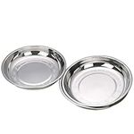 Bringer Set of 4 Deep Plates Dinner, Stainless Steel Round Dinner Dish Plate