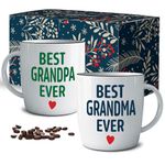 Triple Gifffted Worlds Best Grandparents Coffee Mugs for Grandma and Grandpa, Gifts Ideas From Grandkids, Grandchildren, New First Time Grandparent Announcement Christmas Valentines Day, Ceramic 380ml