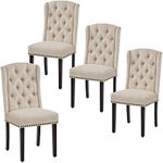 Yaheetech Dining Chairs Upholstered Dining Chairs Button Tufted Dining Room Chairs Kitchen Chairs with Nailhead Trims and Solid Legs for Dining Room, Home, Kitchen, 2 package of 2pcs, Beige