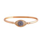 VOYLLA Sparkling Elegance Round Cut Blue and White CZ Evil Eye Adjustable Bracelet