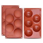 homEdge Extra Large 5-Cavity Semi Sphere Silicone Mold, 3 Packs Baking Mold for Making Chocolate, Cake, Jelly, Dome Mousse - Diameter-3.15 in