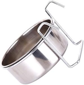 POPETPOP 1set Stainless Steel Coop Cup Birdcage Bird Feeder Food Dish Cage Parakeet Food Bowl Parrot Feeders Water Bowls Cockatiel Drinking Bowls for Parrot Parakeet Cockatiel Bird