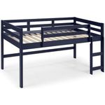 Acme Lara Twin Wooden Loft Bed with Guard Rail and Ladder in Navy Blue