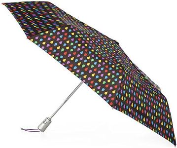 totes Automatic Eco Open Close Water-Resistant Travel Folding Umbrella with Sun Protection, Black Rain, One Size, Automatic Open Close Water-Resistant Travel Folding Umbrella with Sun Protection