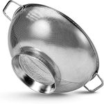 PriorityChef Colander, Stainless Steel Kitchen Strainer For Washing Rice, Pasta And Small Grains, 5 Quart