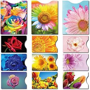 CARSLIFE 12 RFID Blocking Sleeves (9 Credit card sleeves & 3 passport sleeves) Anti RFID Identity Theft Protection,Beautiful flowers design, Multi