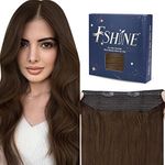 fshine Wire Hair Extensions Real Human Hair 18 Inch 80 Gram Color 4 Medium Brown Layered Remy Human Wire Hair Extensions Hairpiece with Secret Fish Line