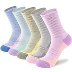 cuangya Crew Socks Women Athletic Hiking Running Cushioned Compression Socks 5-Pairs, 5 Pairs Ice Cream, 5-8