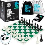 Best Chess Set Ever 3X Triple Weighted Tournament Size Chess Board Set (10.3 cm King) Large Staunton Modern Pieces, 50x50 cm Double-Sided Silicone Mat, Professional Chess Game Set for Kids & Adults