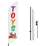 Toys Feather flag Pole Mountfor Outdoor by Mavis Print | 15 FEET Long Polyester Outdoor Banner Flag Pole Kit for Easy Hang | HD Print Swooper Flag Pole Stand for Toys| Made in USA