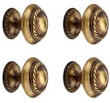HOBKNOBS Georgian Antique Brass (38 mm Dia) Cabinet Drawers/Wardrobe Kitchen Door Pull Handle Knobs - Brownish Gold (4)