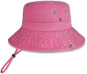 CHOK.LIDS Classic Cotton Style Wide Brim Bucket Hat with Adjustable String Trendy Unisex Lightweight Outdoor Travel Headwear (Rose Bliss)