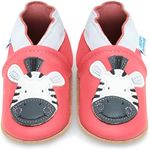 Juicy Bumbles First Walking Shoes Girls Boys Crawling Shoes Baby Leather with Suede Soles - 0-6 Months to 2-3 Years, zebra, 6-12 Monate