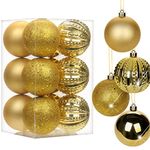 3.15" Gold Christmas Balls Ornaments 12 Pcs Shatterproof Christmas Ornaments Set Large Gold Ornaments for Christmas Tree Halloween Holiday Party