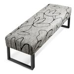 Zooody Stretch Dining Bench Cover - Anti-Dust Removable Slipcover for Living Room, Bedroom, Kitchen - Washable Print Seat Protector (Grey Floral)