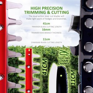 NETTA 4-in-1 Cordless Hedge Trimmer – Multi-Tool Garden Cutter