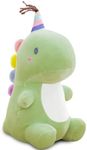 SQEQE Dinosaur Plush Toy Kawaii Dino Stuffed Animals Soft Fluffy Plush Doll Birthday Gifts for Girls Boys Kidult(Green, 9.8 Inch)