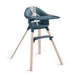 Stokke Clikk High Chair - Portable Baby Highchair with Tray, Footrest & Harness - Easy Tool-Free Assembly for Home & Travel, 6 Months to 3 Years, Fjord Blue