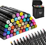 Bennort Dual Tip 48 Colours Art Markers Sketch Pens With Carrying Case For Painting Sketching Calligraphy Drawing-Twin Head Permanent Colouring Markers For Kids Adult,Multi-coloured