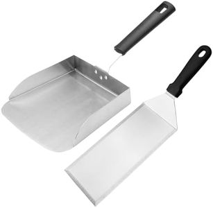 Long Metal Griddle Spatula and Large Griddle Scoop Burger Smasher Hamburger Turner Scraper and Shovel.Flipper Scraper and Mover for Outdoor Grilling in Flat Top