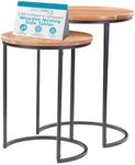 BIRDROCK HOME Wooden Nesting Side Tables - Mid Century Modern Stackable Coffee Table - Space-Saving Wooden End Table for Living Room, Bedroom, Centerpiece, Office, Balcony - Natural Mango Wood - 2 Set