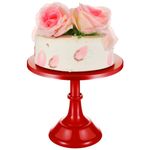 Baderke Metal Cake Stand 10 Inch Round Birthday Cake Stand Dessert Cupcake Display Tray Holder for Wedding Baby Shower Christmas Baking Party Supplies(Red)