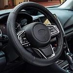 Car Steering Wheel Cover Leather - Soft Microfiber Steering Wheel Cover Universal Size M 37-38cm /14.5-15inch, Anti-slip, Breathable, Black