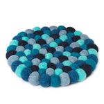 Abbott Collection Home Felt Ball Trivet-8" D Blue 28-NEPAL-01-BLU