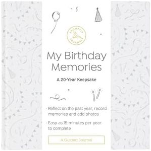 Promptly Journals My Birthday Memories: A 20-Year Keepsake (Confetti, White, Linen) | Yearly Memory Journal | Birthday Gifts for Adults