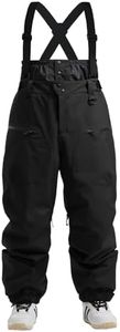 GSOU SNOW Men Snow Bibs Women Baggy Ski Pants Snowboard Overall Insulated Waterproof Windproof Warm Winter Black XL
