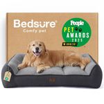 Bedsure Orthopedic Dog Beds Large - 122x89cm Extra Thick Supportive Dogs Couch with Waterproof Washable Cover, XL Plus Extra Large Pet Bed Sofa with Soft Plush Sherpa and Nonskid Bottom, Dark Grey