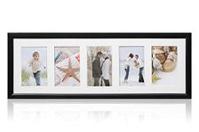 ARPAN MDF Multi Aperture Photo Picture Frame 3, 5 or 6 Aperture (5 Aperture Black)