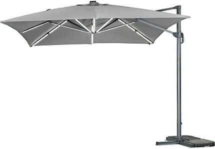 Parasol Jardin déporté LED alu Sun 3 Luxe 3 x 3 m - Gris